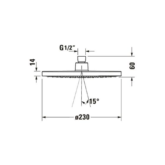 Duravit Kopfbrause, Bronze gebürstet, Kunststoff, MinusFlow, Rund, d. Kopfbrause 230mm, 9l/min, Rain, Decken-/Wandmontage