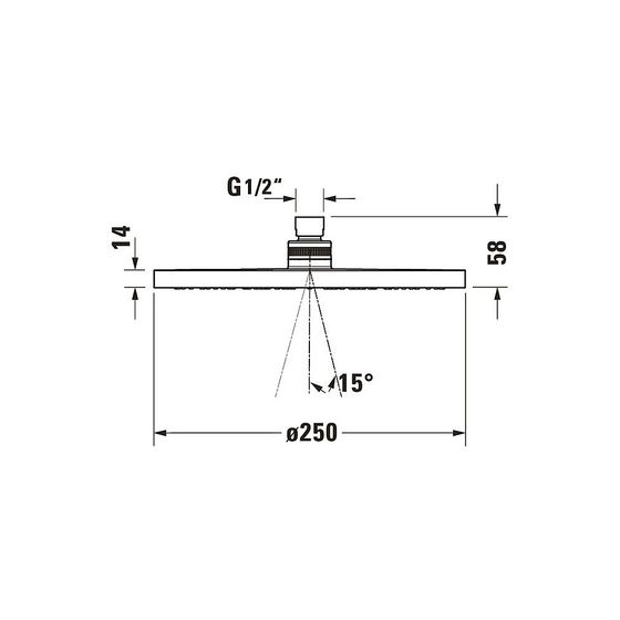 Duravit Kopfbrause, Bronze gebürstet, Kunststoff, MinusFlow, Rund, d. Kopfbrause 250mm, 9l/min, Rain, Decken-/Wandmontage