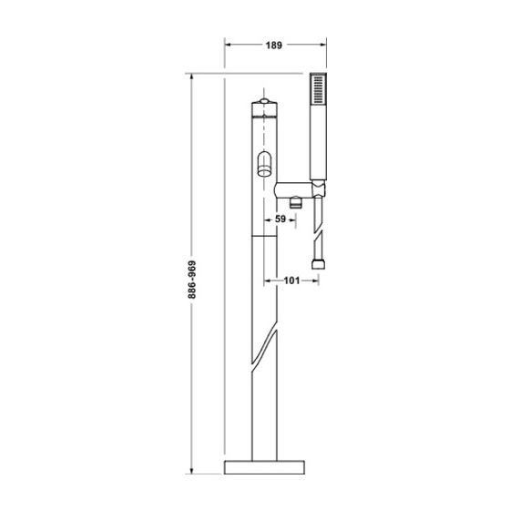 Duravit Balcoon Einhebel-Wannenmischer bodenstehend, Mattschwarz, 21l/min, Ausladung 201mm, Höhe 922mm, 2 Verbraucher