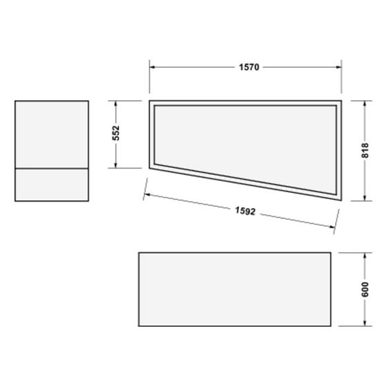 Duravit No.1 Wannenträger, Trapezförmig, gerade Seitenwand, 1600x850mm, Ecke R für 700507