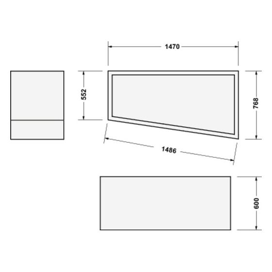 Duravit No.1 Wannenträger, Trapezförmig, gerade Seitenwand, 1500x800mm, Ecke R für 700505