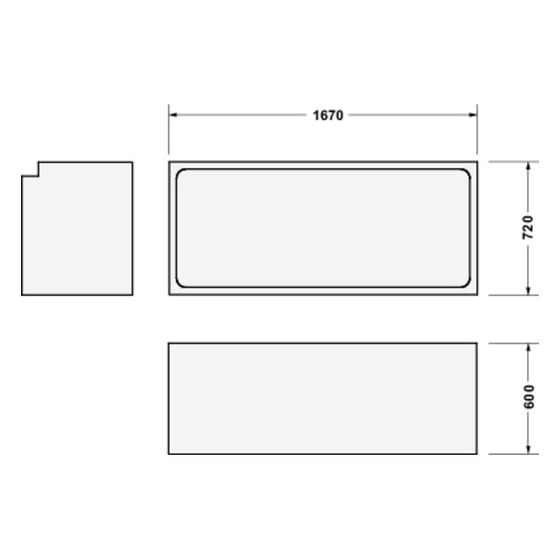 Duravit Wannenträger Rechteckig, Seitenwand gerade für 700479 D-Neo Badewanne 1700x750mm