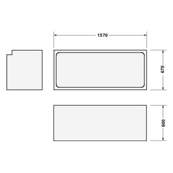 Duravit Wannenträger Rechteckig, Seitenwand gerade für 700472 D-Neo Badewanne 1600x700mm
