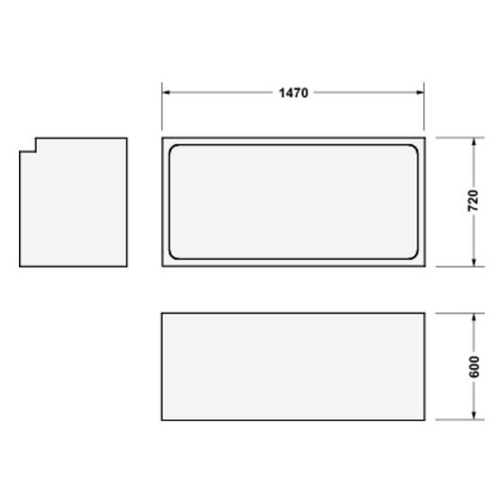 Duravit Wannenträger Rechteckig, Seitenwand gerade für 700471 D-Neo Badewanne 1500x750mm