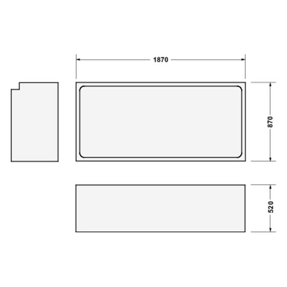 Duravit Happy D.2 Badewannenträger 870x1870x540mm, Rechteckig, gerade Seitenwand für 700315