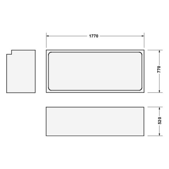 Duravit Happy D.2 Badewannenträger 770x1770x540mm, Rechteckig, gerade Seitenwand für 700314