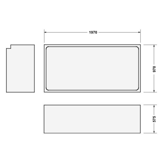 Duravit Starck Badewannenträger 970x1970x570mm, Rechteckig, gerade Seitenwand für 700341