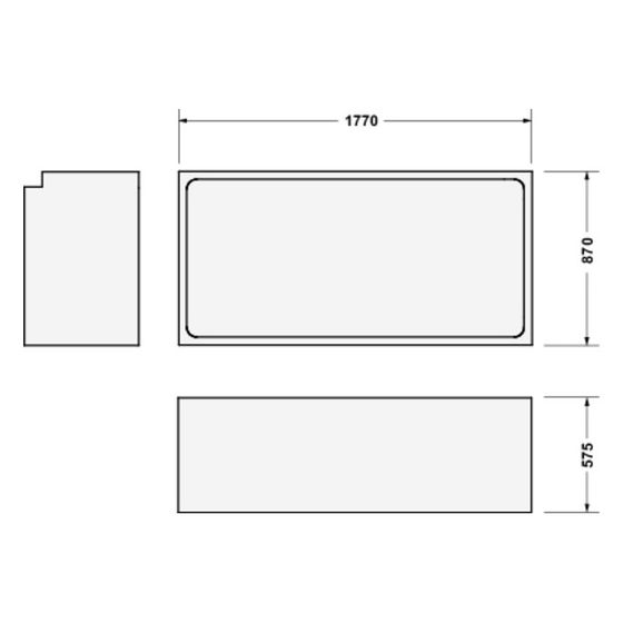 Duravit Starck Badewannenträger 870x1770x570mm, Rechteckig, gerade Seitenwand für 700339