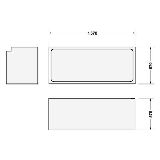 Duravit Starck Badewannenträger 670x1570x570mm, Rechteckig, gerade Seitenwand für 700333
