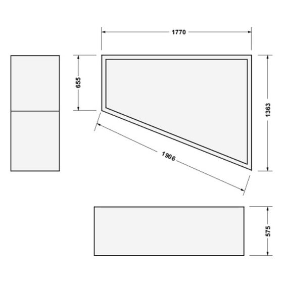 Duravit Paiova Badewannenträger 1370x1770x570mm, Trapezförmig, gerade Seitenwand für 700217