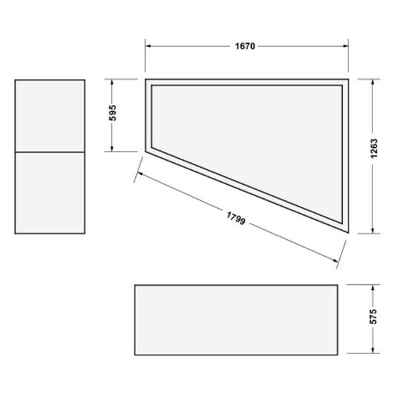 Duravit Paiova Badewannenträger 1270x1670x570mm, Trapezförmig, gerade Seitenwand für 700215