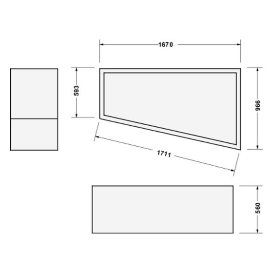 Duravit Paiova Badewannenträger 970x1670x570mm, Trapezförmig, gerade Seitenwand für 700213