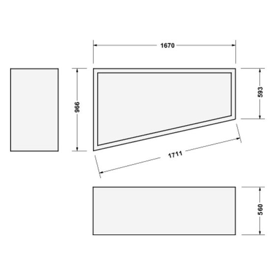 Duravit Paiova Badewannenträger 970x1670x570mm, Trapezförmig, gerade Seitenwand für 700212