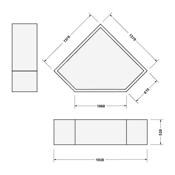 Duravit D-Code Badewannenträger 370x1370x520mm, Rechteckig, gerade Seitenwand für 700137