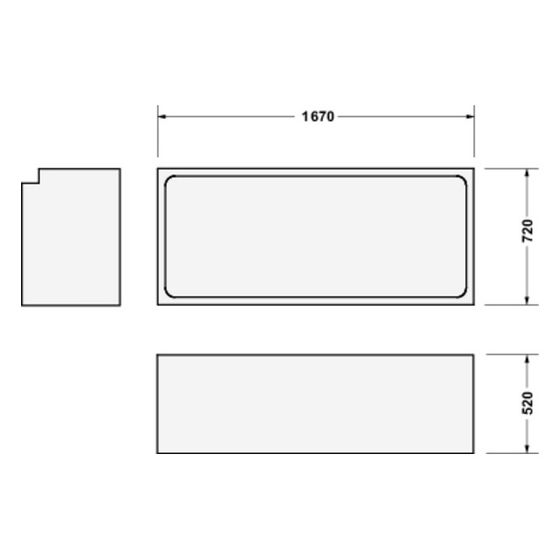 Duravit D-Code Badewannenträger 720x1670x515mm, Rechteckig, gerade Seitenwand für 700100