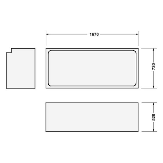 Duravit D-Code Badewannenträger 720x1670x515mm, Rechteckig, gerade Seitenwand für 700099