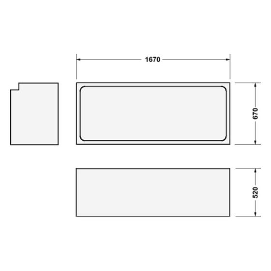 Duravit D-Code Badewannenträger 670x1670x520mm, Rechteckig, gerade Seitenwand für 700097