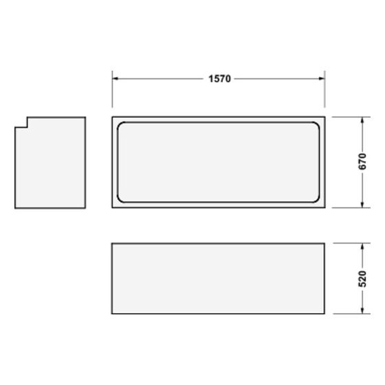 Duravit D-Code Badewannenträger 670x1570x515mm, Rechteckig, gerade Seitenwand für 700096
