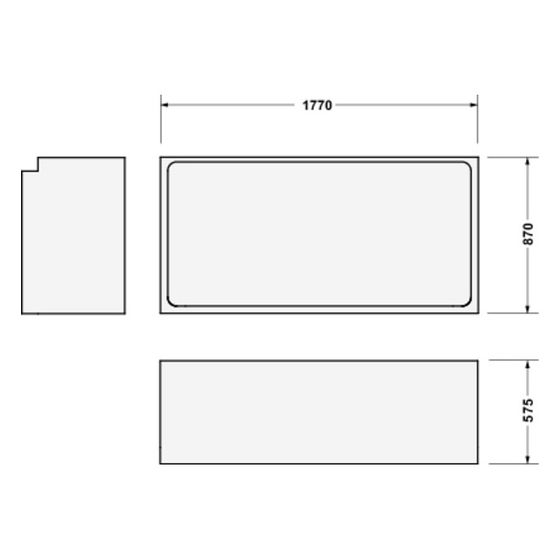 Duravit Starck Badewannenträger 870x1770x570mm, Rechteckig, gerade Seitenwand für 700050