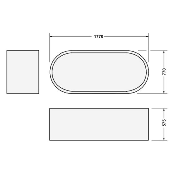 Duravit Starck Badewannenträger 770x1770x570mm, Oval, gerade Seitenwand für 700009