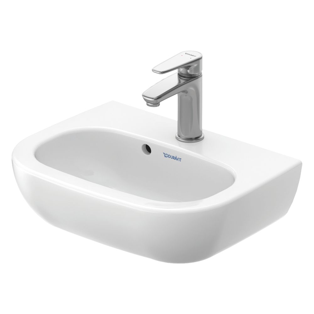 Duravit D-Code Handwaschbecken 340x450x145mm, Weiß Hochglanz, Rechteckig,1 Waschpla... DURAVIT-0705450000 4021534344091 (Abb. 4)