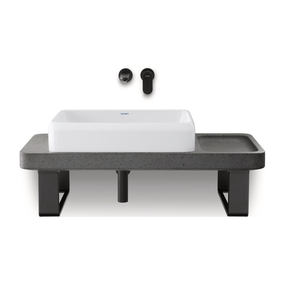Duravit Qatego Aufsatzbecken Weiß Hochglanz mit Konsole Lavastein poliert, Konsolentr... DURAVIT-D4800600 4067116314731 (Abb. 1)