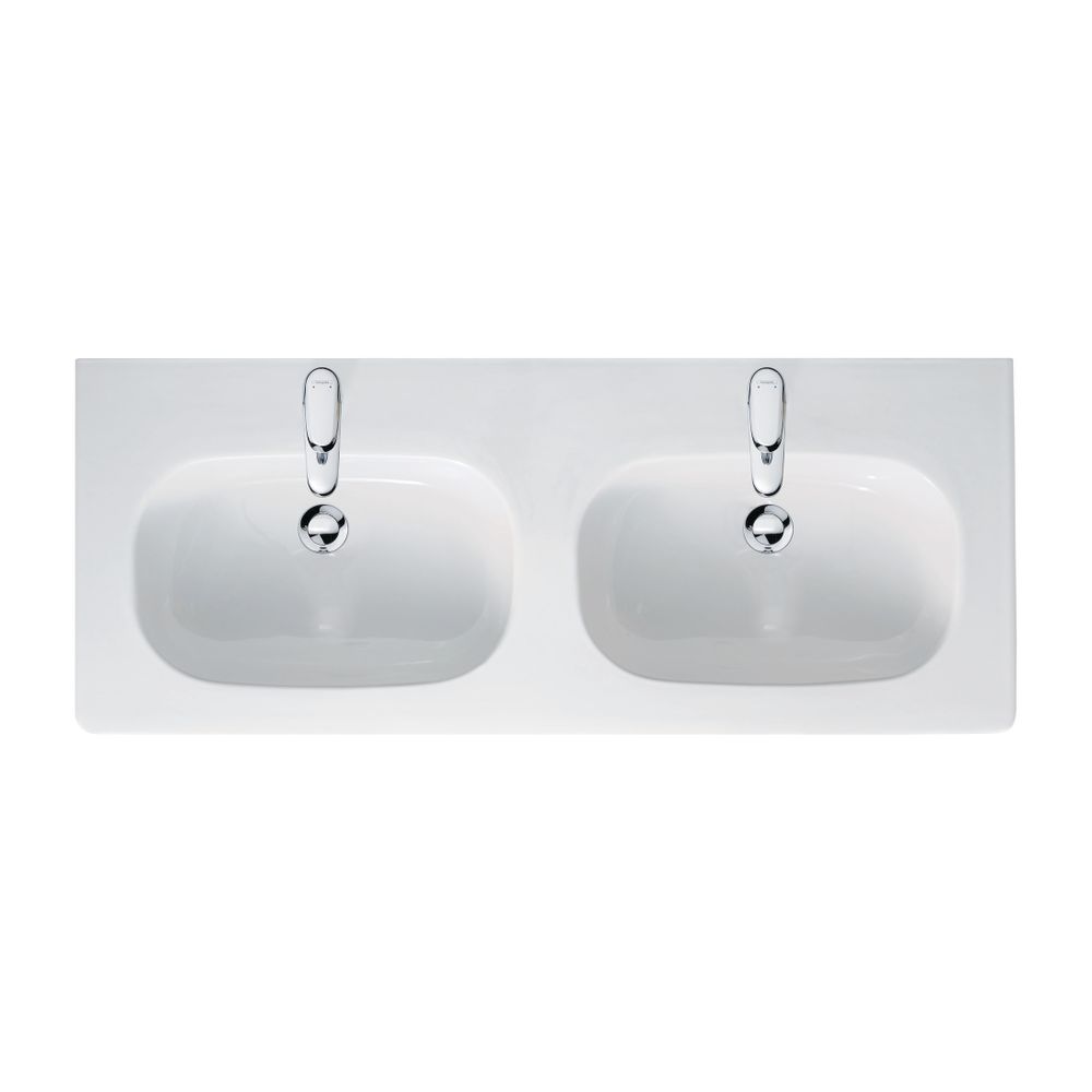 Duravit D-Code Doppelwaschtisch 490x1200x180mm, Weiß Hochglanz, Rechteckig, 2Wasch... DURAVIT-03481200002 4021534853357 (Abb. 1)