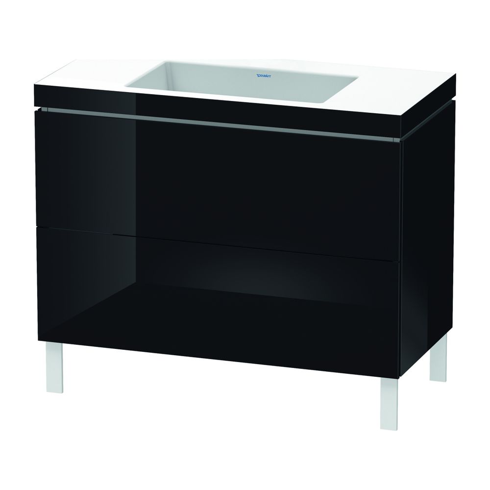 Duravit L-Cube Waschtisch-Set C-bonded bodenst. Dekor, 480x1000x698mm Schwarz HG, ... DURAVIT-LC6938N4040 4053424418919 (Abb. 1)