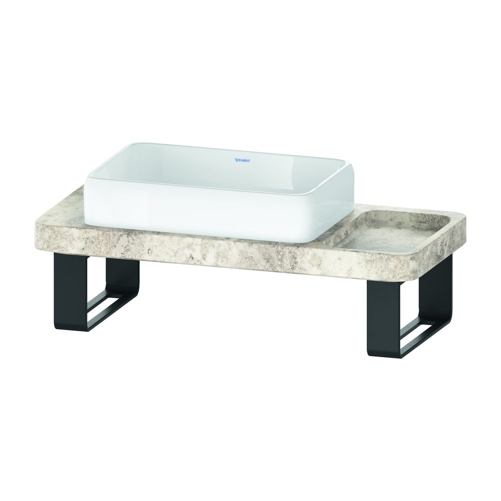 Duravit Qatego Aufsatzbecken Weiß HG, mit Konsole, Grauer Travertin poliert, Konsolen... DURAVIT-D4800500 4067116314724 (Abb. 2)
