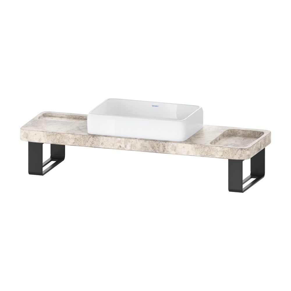 Duravit Qatego Aufsatzbecken Weiß HG, mit Konsole, Grauer Travertin poliert, Konsolen... DURAVIT-D4800800 4067116314755 (Abb. 2)