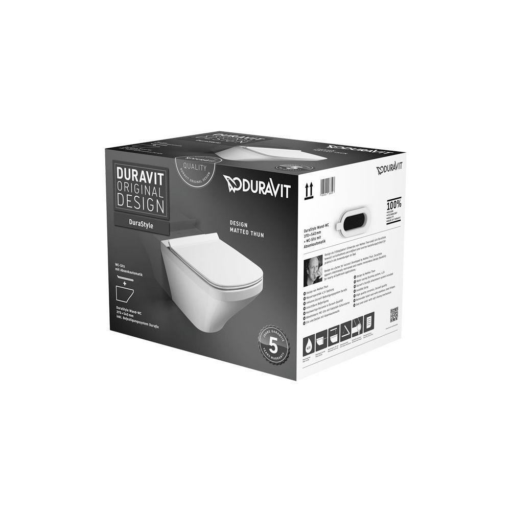 Duravit DuraStyle WC-Set wandh. Wand-WC, WC-Sitz, Weiß Hochglanz, Spülrand geschlos... DURAVIT-45520900A1 4053424087597 (Abb. 3)