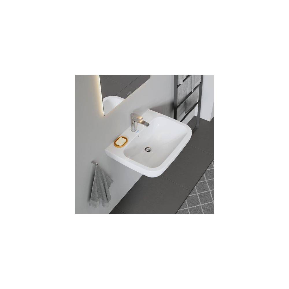 Duravit D-Code Waschtisch 500x650x180mm wandhäng., Weiß Hochglanz, Halbrund, 1 WP m... DURAVIT-2310650000 4021534344046 (Abb. 2)