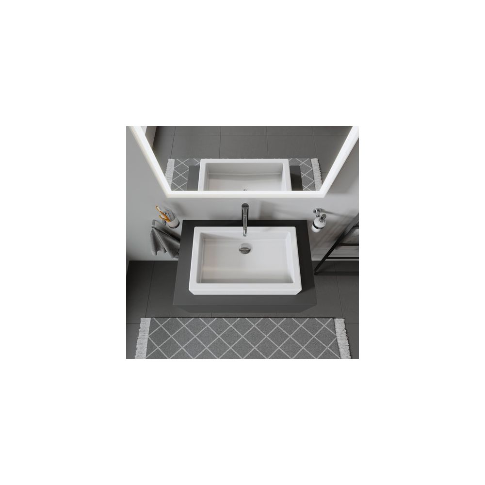 Duravit Vero Aufsatzbecken 600mm, Weiß Hochglanz, Rechteckig, ohne Überlauf und HLB... DURAVIT-0455600000 4021534217272 (Abb. 2)