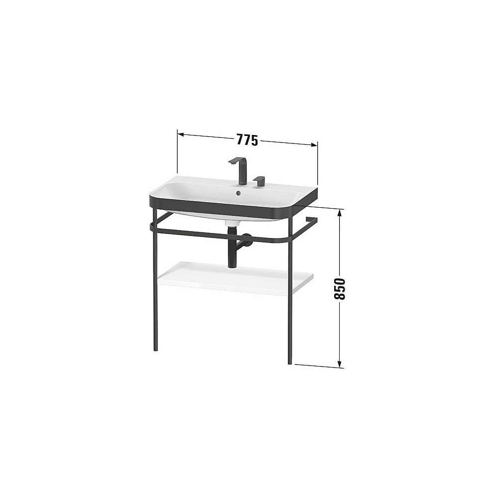Duravit Happy D.2 Waschtisch-Set C-bonded Metallkonsole Echtholzfurnier, 490x775x8... DURAVIT-HP4737O2222 4063382004536 (Abb. 2)