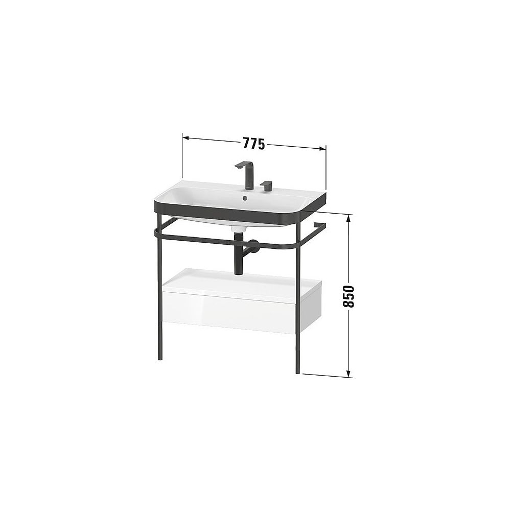 Duravit Happy D.2 Waschtisch-Set C-bonded Metallkonsole, SK Lack, 490x775x850mm, T... DURAVIT-HP4742N6060 4053424995557 (Abb. 2)