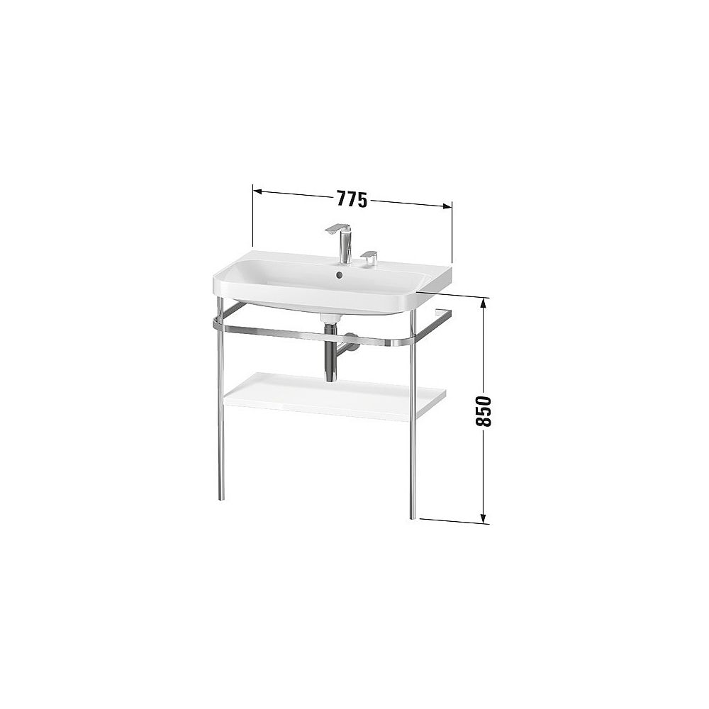 Duravit Happy D.2 Waschtisch-Set C-shaped Metallkonsole 490x775x850mm, Weiß Hochgl... DURAVIT-HP4837O2222 4063382005878 (Abb. 2)