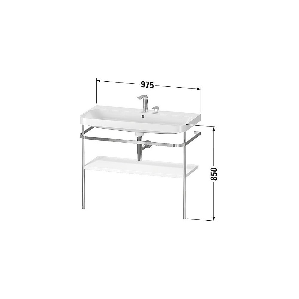 Duravit Happy D.2 Waschtisch-Set C-shaped Metallkonsole 490x975x850mm, Weiß SM, mi... DURAVIT-HP4838N8383 4067116019612 (Abb. 2)