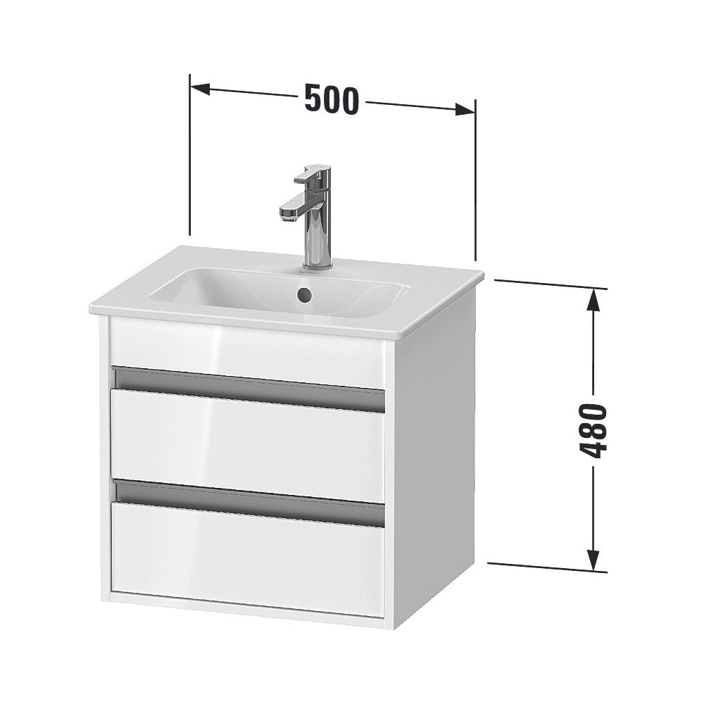 Duravit Ketho Waschtischunterbau wandhäng. 412x500x480mm Compact, Eiche Mattschwar... DURAVIT-KT644401616 4063382032706 (Abb. 2)