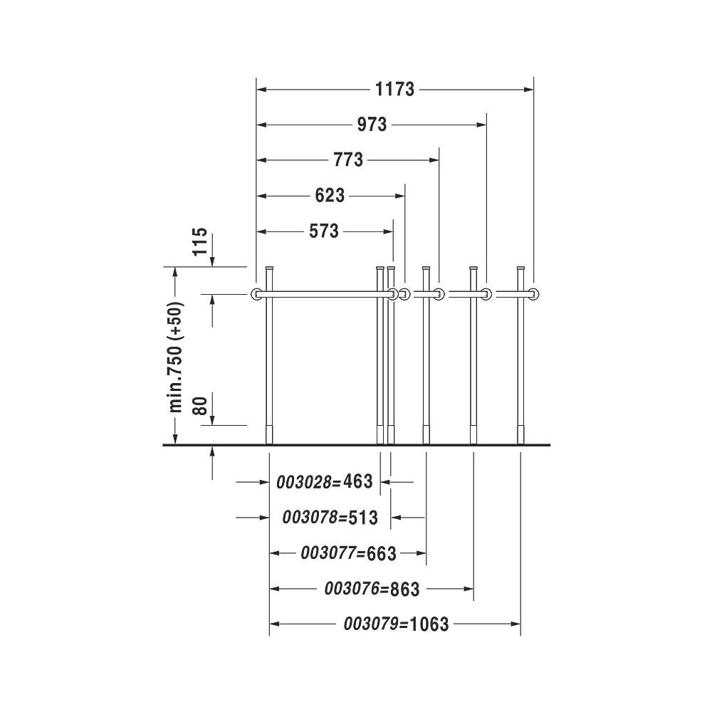Duravit Happy D.2 Metallkonsole 491x973x750-800mm variabel, Chrom poliert, bodenste... DURAVIT-0030761000 4021534923272 (Abb. 7)