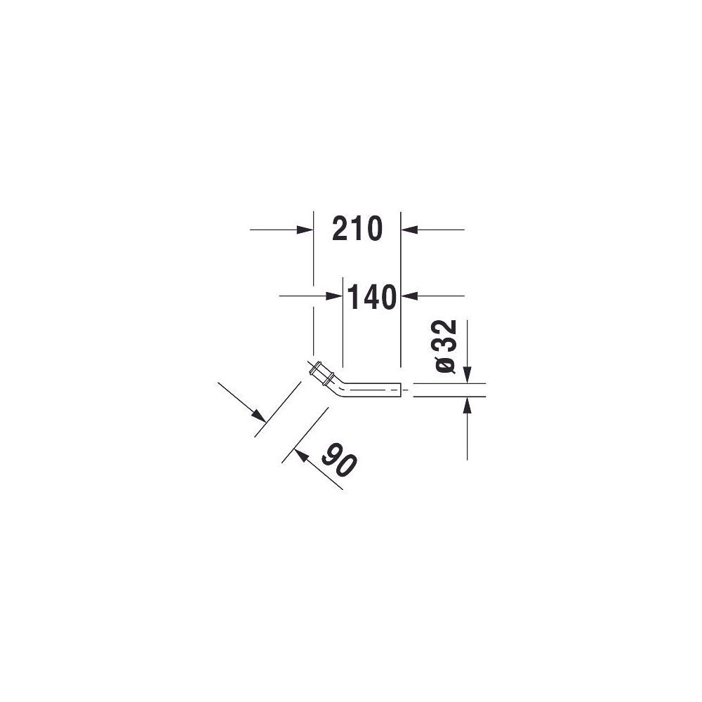 Duravit Ablaufbogen mit Doppelmuffe, Durchmesser Zulauf und Ablauf 32mm, Chrom... DURAVIT-0050251000 4021534003363 (Abb. 2)