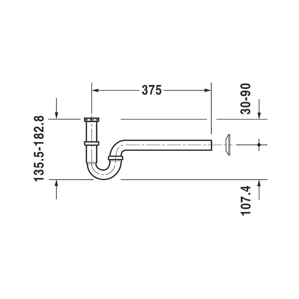 Duravit Röhrensiphon Universal 1 1/4" mit verlängertem Ablaufrohr für Waschtische, ... DURAVIT-0050260000 4021534003370 (Abb. 3)