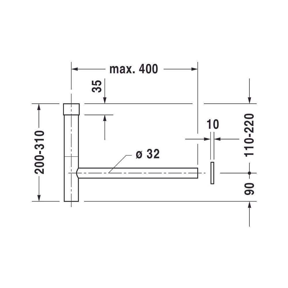 Duravit Universal Designsiphon Chrom poliert, Messing, waagerecht, geeignet für Wa... DURAVIT-0050361000 4021534170133 (Abb. 43)