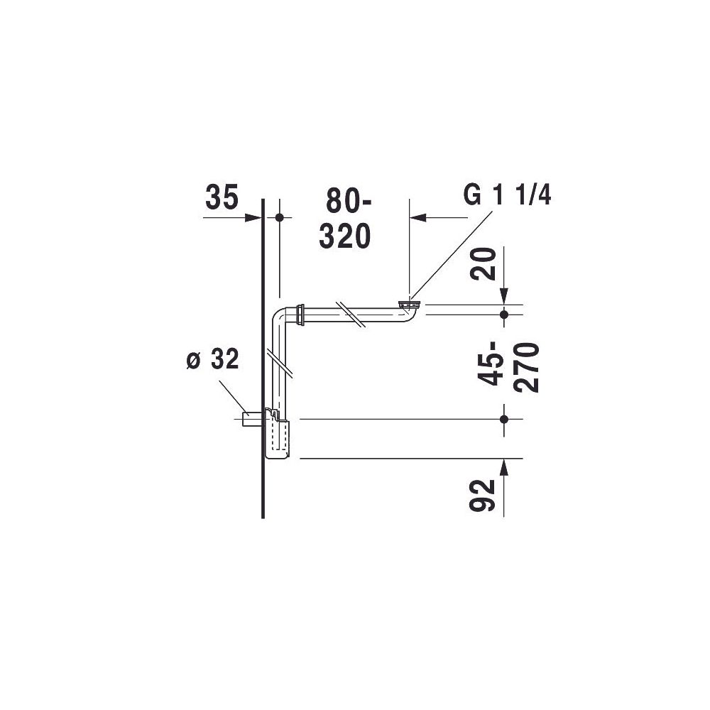Duravit Universal Raumsparsiphon Kunststoff 1 1/4", Weiß... DURAVIT-0050760000 4053424328256 (Abb. 2)