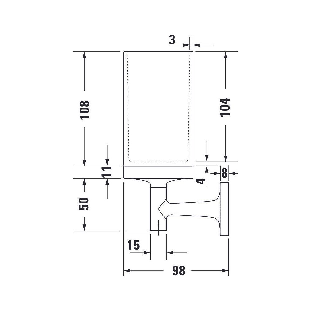 Duravit Starck T Zahnputzbecher einzeln wandhäng., Position mitte, 65x98x173mm, Chr... DURAVIT-0099311000 4053424693781 (Abb. 7)