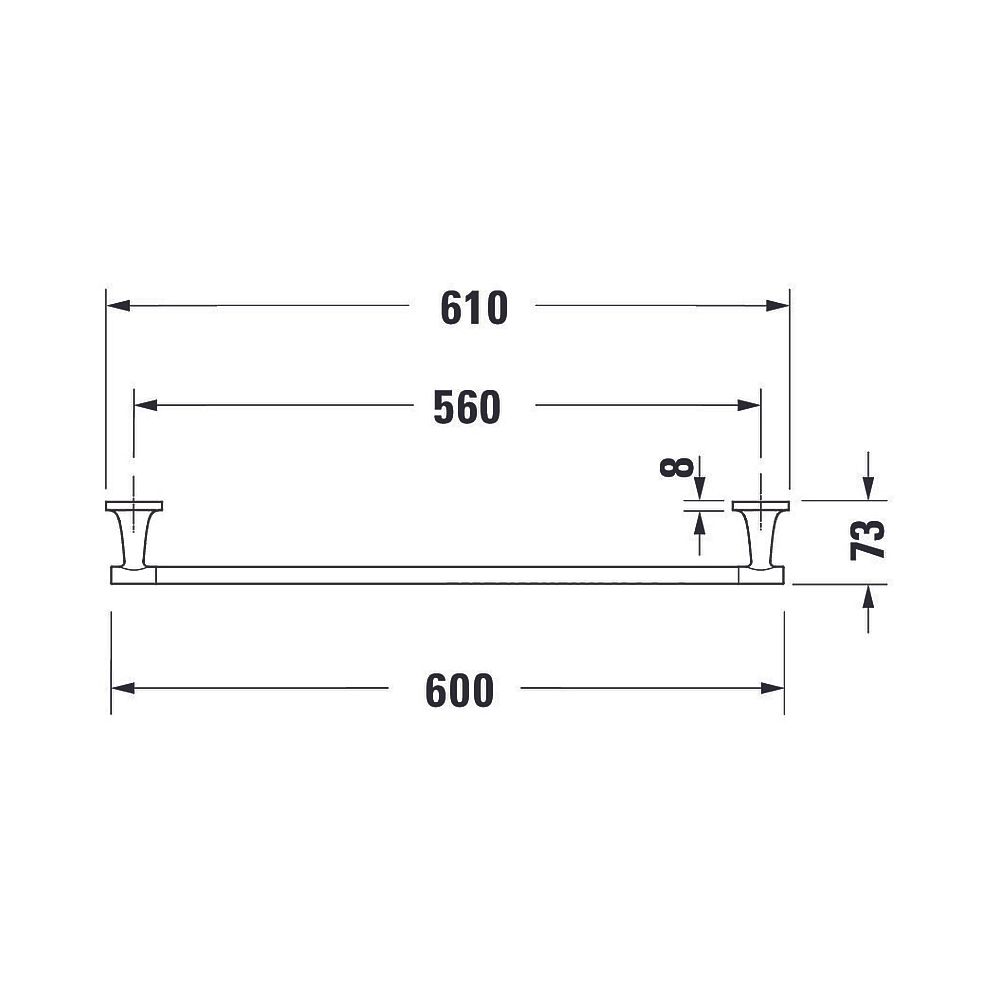 Duravit Starck T Handtuchhalter 73x610x50mm, Edelstahl gebürstet, Messing, 1 Arm, m... DURAVIT-0099427000 4067116087413 (Abb. 3)