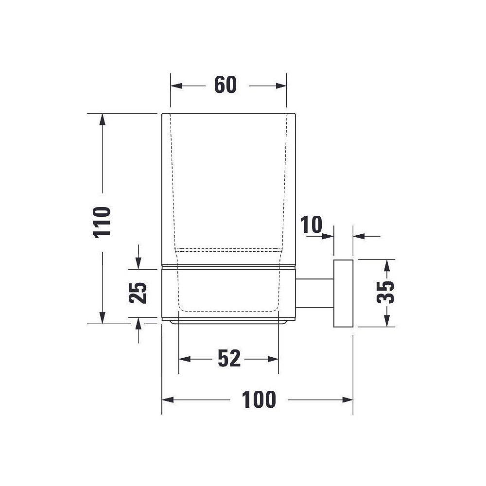 Duravit Karree Zahnputzbecher einzeln wandhängend, Position mitte, 100x69x110mm, C... DURAVIT-0099511000 4021534901089 (Abb. 16)