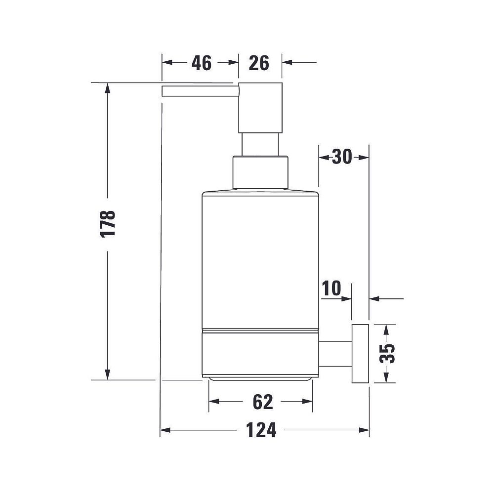Duravit Karree Seifenspender 68x124x178mm, Chrom, Glas/Messing, 0,36l, wandhängend... DURAVIT-0099541000 4021534901102 (Abb. 11)