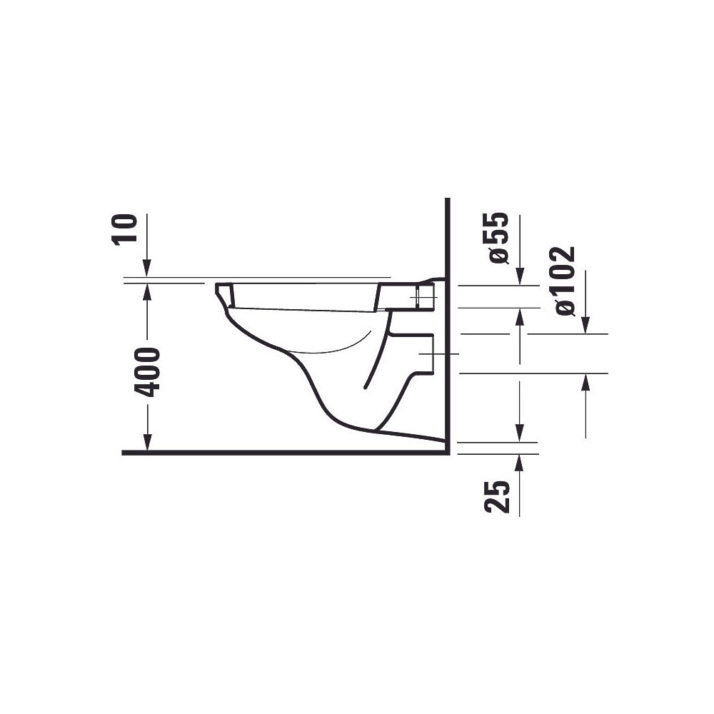 Duravit D-Code Wand-WC 560x355x385mm, Weiß Hochglanz, 6l, Tiefspüler, geschlossen, ... DURAVIT-0184090000 4021534063954 (Abb. 9)