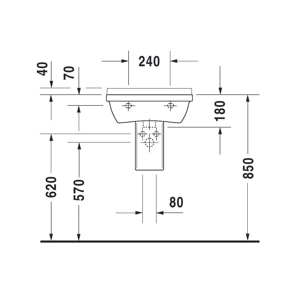 Duravit Starck 3 Waschtisch 360x500x180mm wandhäng., Weiß Hochglanz, Rechteckig, 1 ... DURAVIT-0300500000 4021534223082 (Abb. 9)