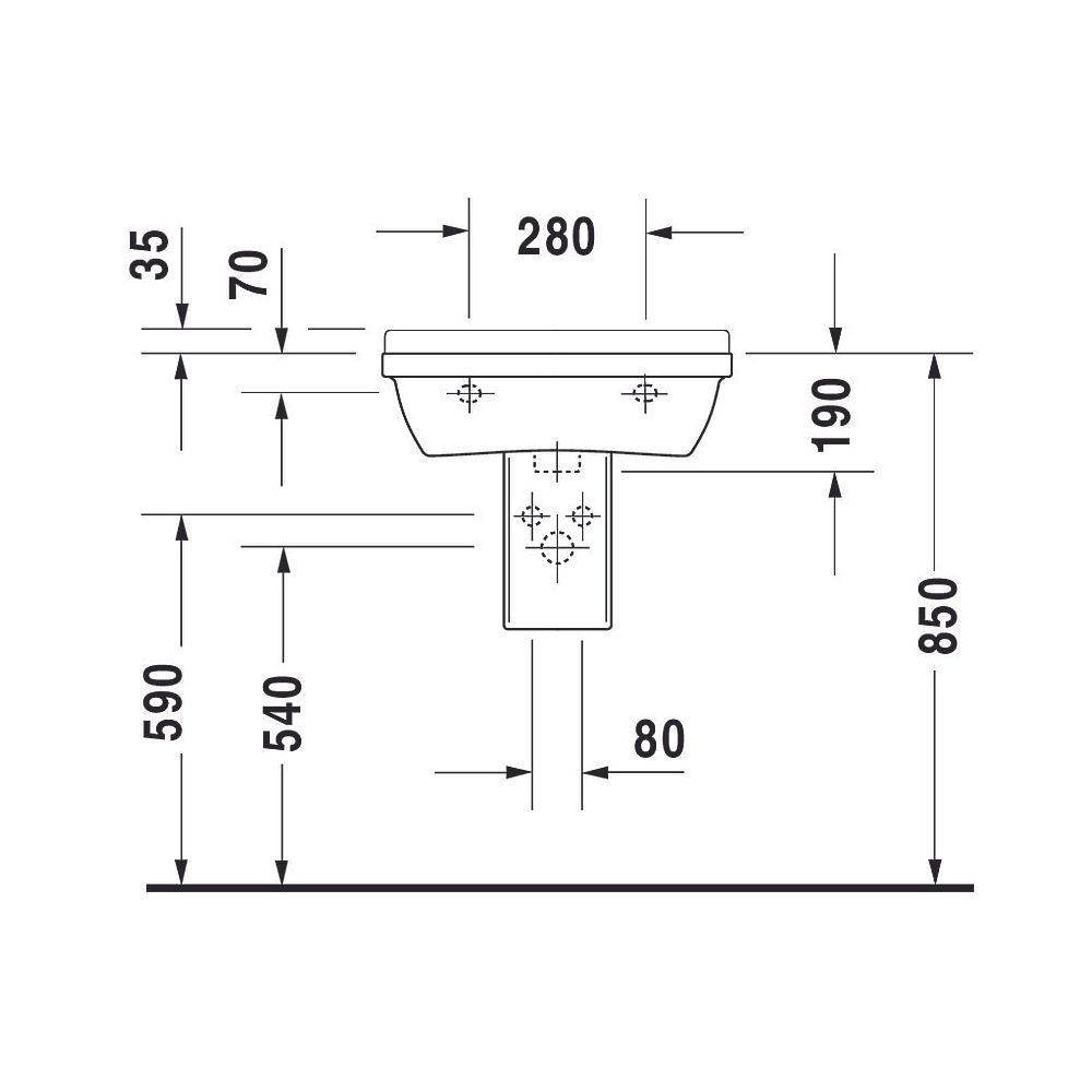 Duravit Starck 3 Waschtisch 430x550x225mm wandhäng., Weiß Hochglanz, Rechteckig, 1... DURAVIT-0300550000 4021534222955 (Abb. 10)